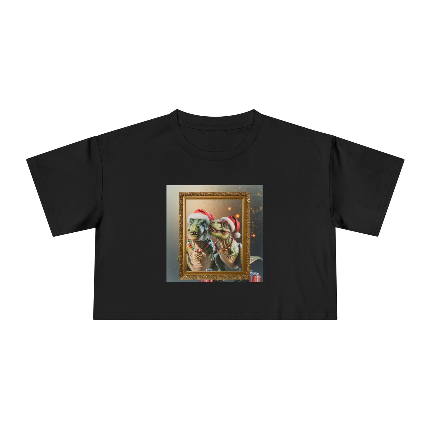 Christmas Mr & Mrs T- Rex Dinosaur Crop Tee — Festive Pet Portrait Holiday Shirt
