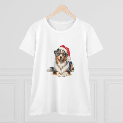 Santa's little Aussie Shepherd T-Shirt, Festive Aussie Shepherd Dog Christmas Tee, Cute Pet Lover Shirt, Holiday Apparel, Great Gift for Dog Owners, Preppy Style Top
