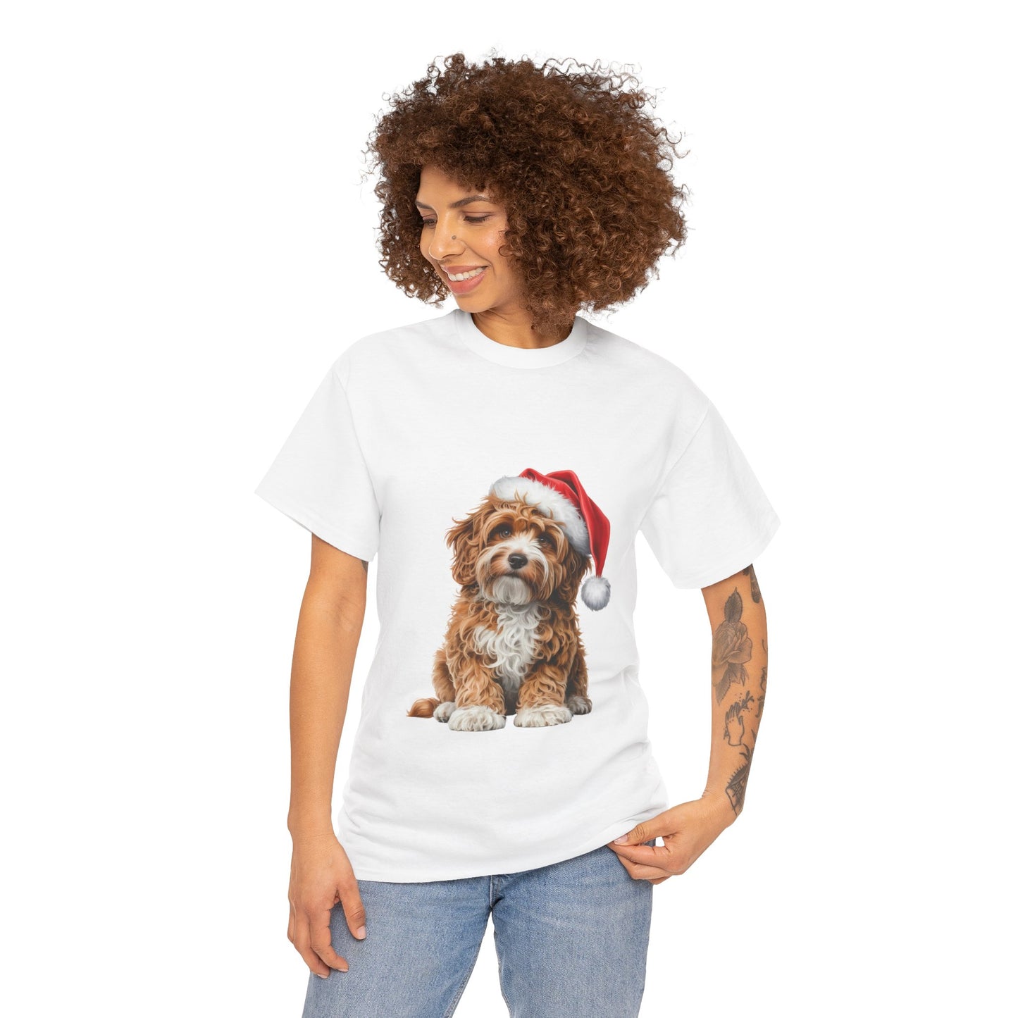 Copy of Christmas Puppy Tee — Dog in Santa Hat Holiday T-Shirt