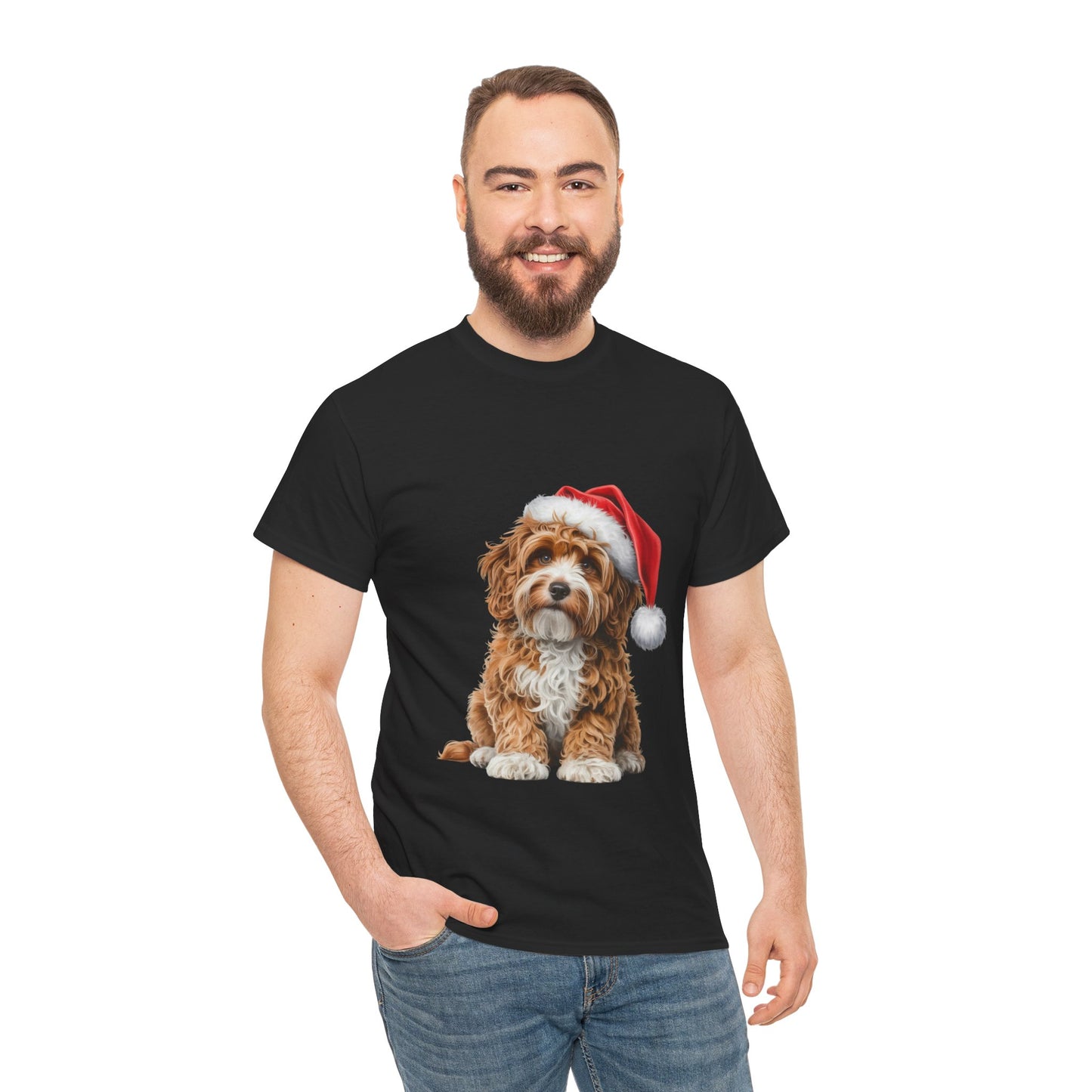 Christmas Puppy Tee — Dog in Santa Hat Holiday T-Shirt