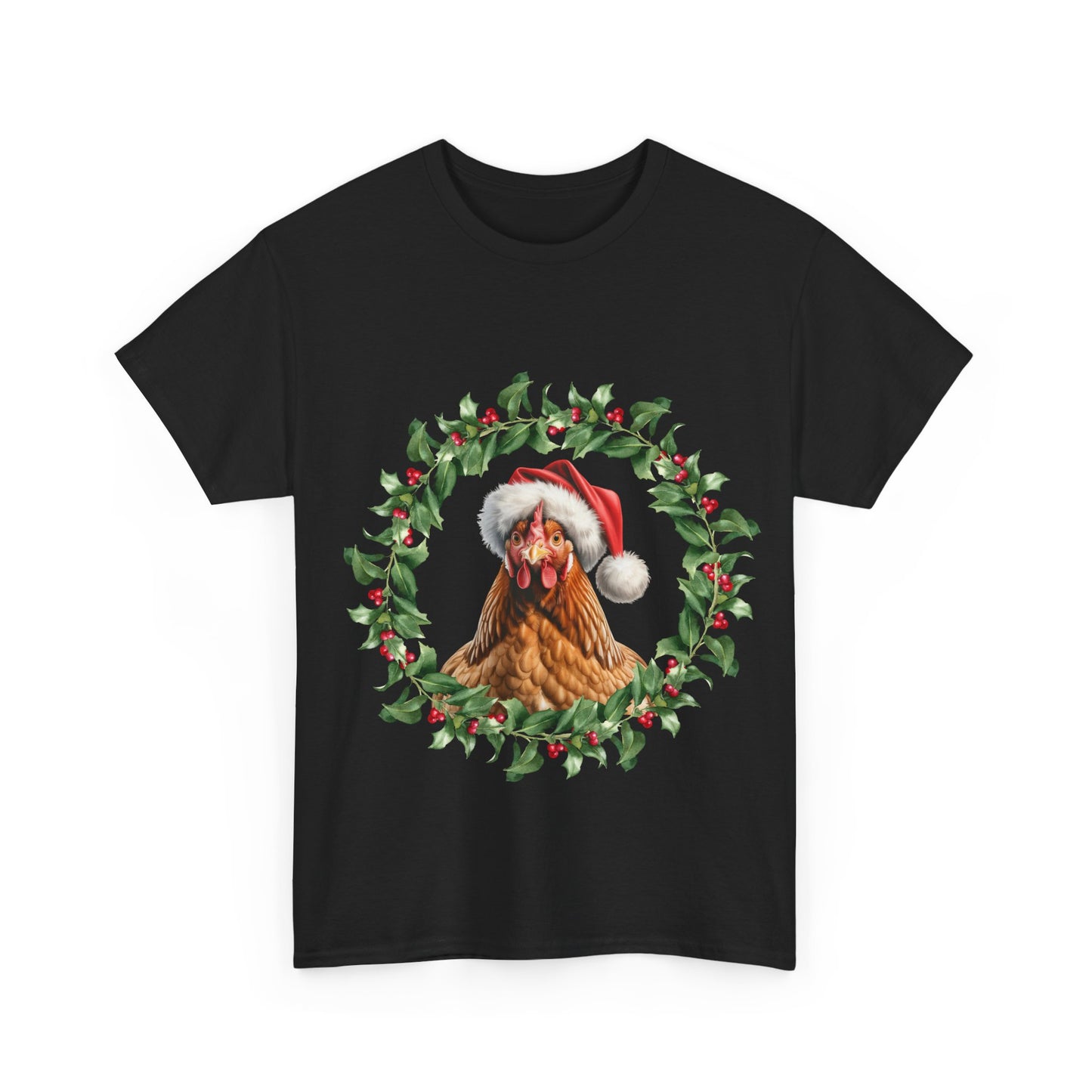 Christmas Chicken wreath T-Shirt – Holiday Farm Animal Lover Tee, Festive Poultry Shirt, Cute Chicken Xmas Gift, Nature Lover Apparel, Holiday Barnyard Shirt for Chicken Lovers