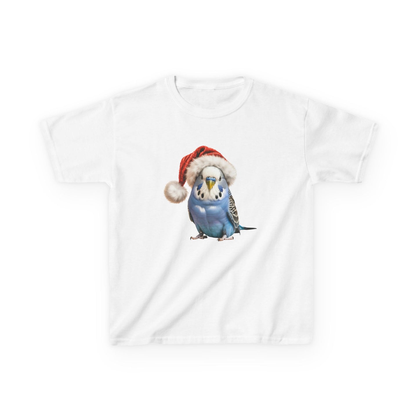Kids Blue Budgie Christmas T-Shirt, Festive Budgie Kids Christmas Tee, Cute Pet Lover Shirt, Holiday Apparel, Great Gift for Pet Owners