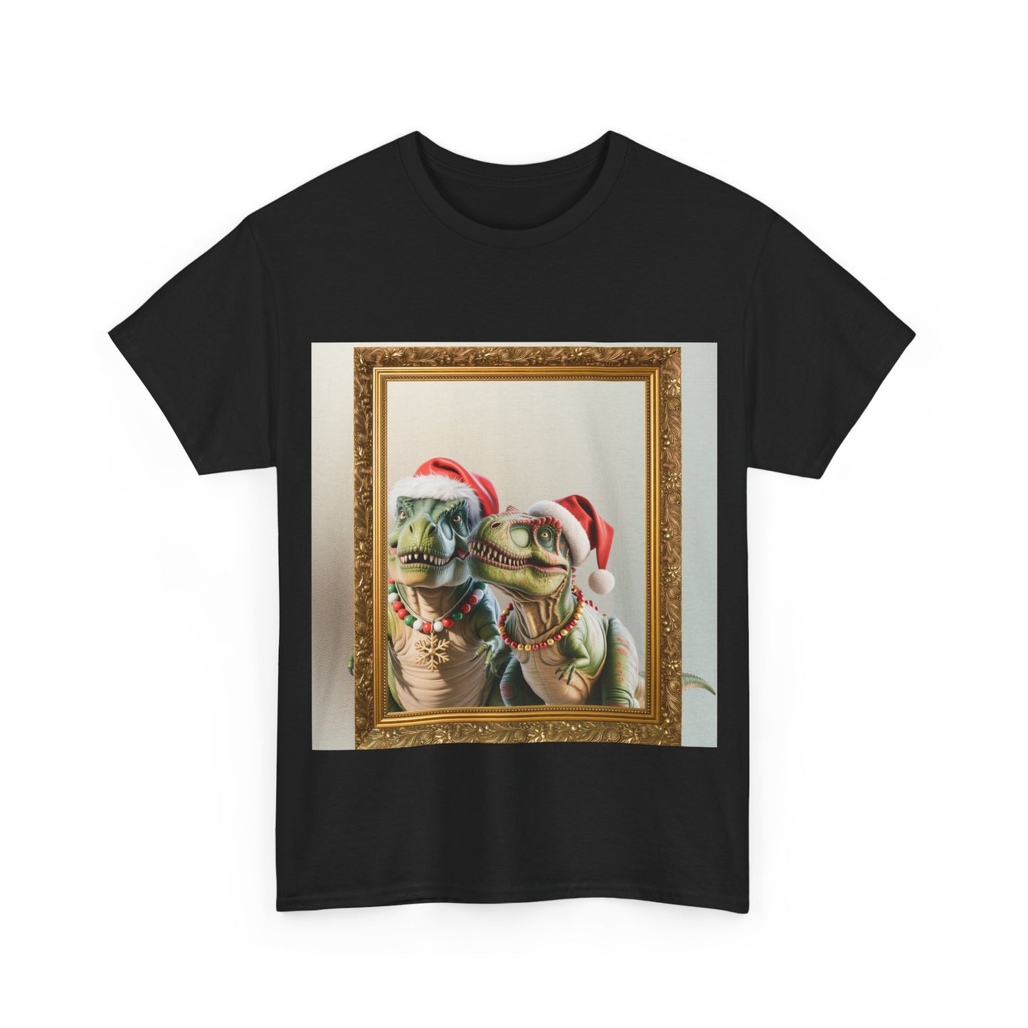 Christmas Mr & Mrs T-Rex T-Shirt — Festive T-Rex in Santa Hat with Presents