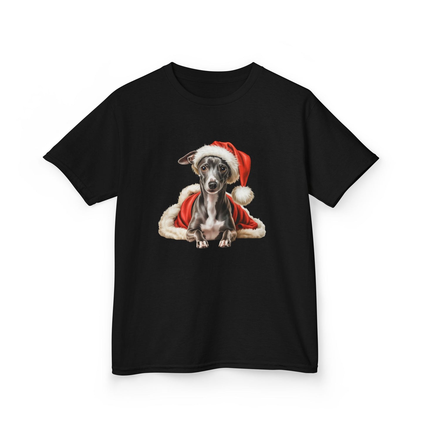 Kids Italian Greyhound (Iggy) Christmas Dog T-Shirt, Festive Italian Greyhound (Iggy) Dog Kids Christmas Tee, Cute Pet Lover Shirt, Holiday Apparel, Great Gift for Dog Owners