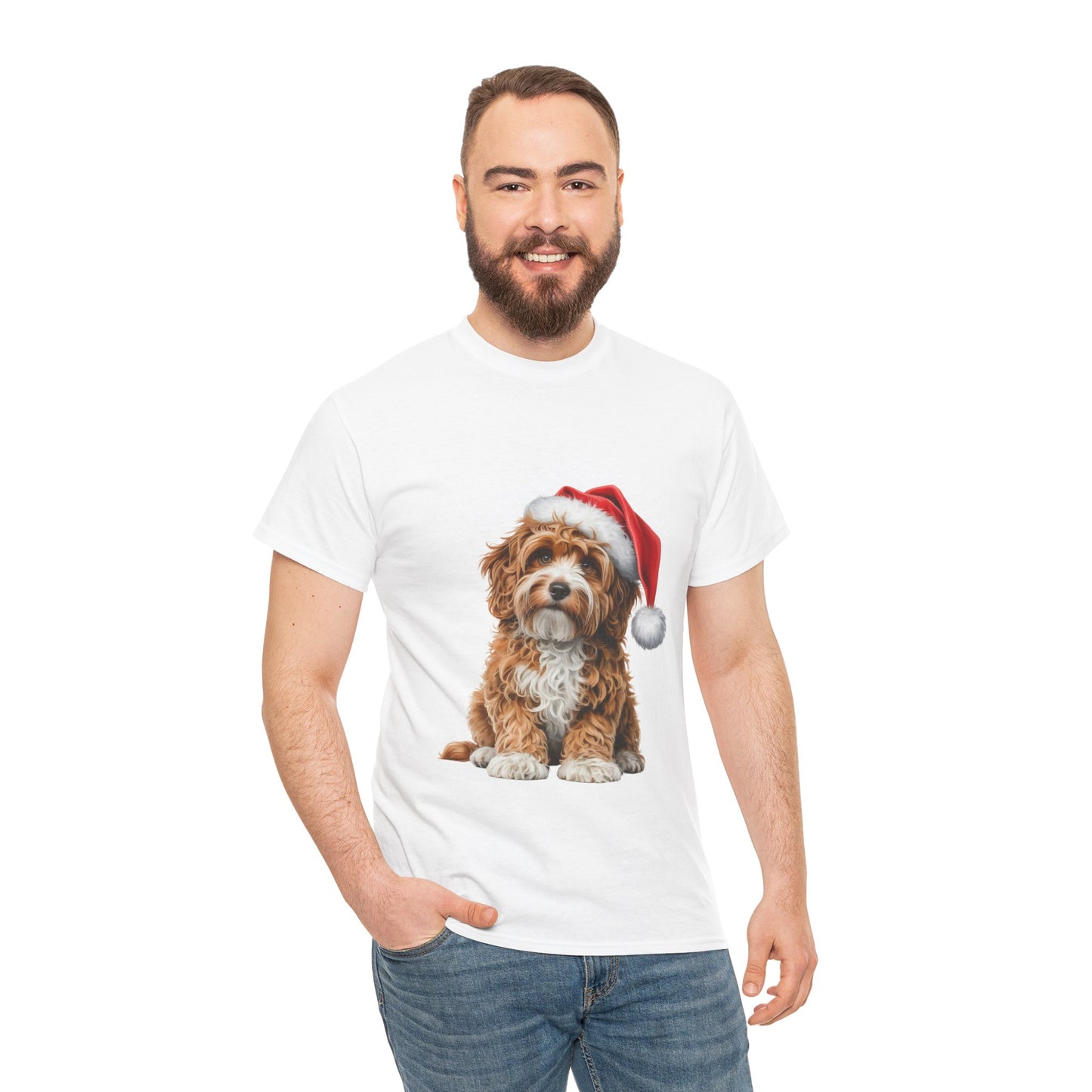 Copy of Christmas Puppy Tee — Dog in Santa Hat Holiday T-Shirt