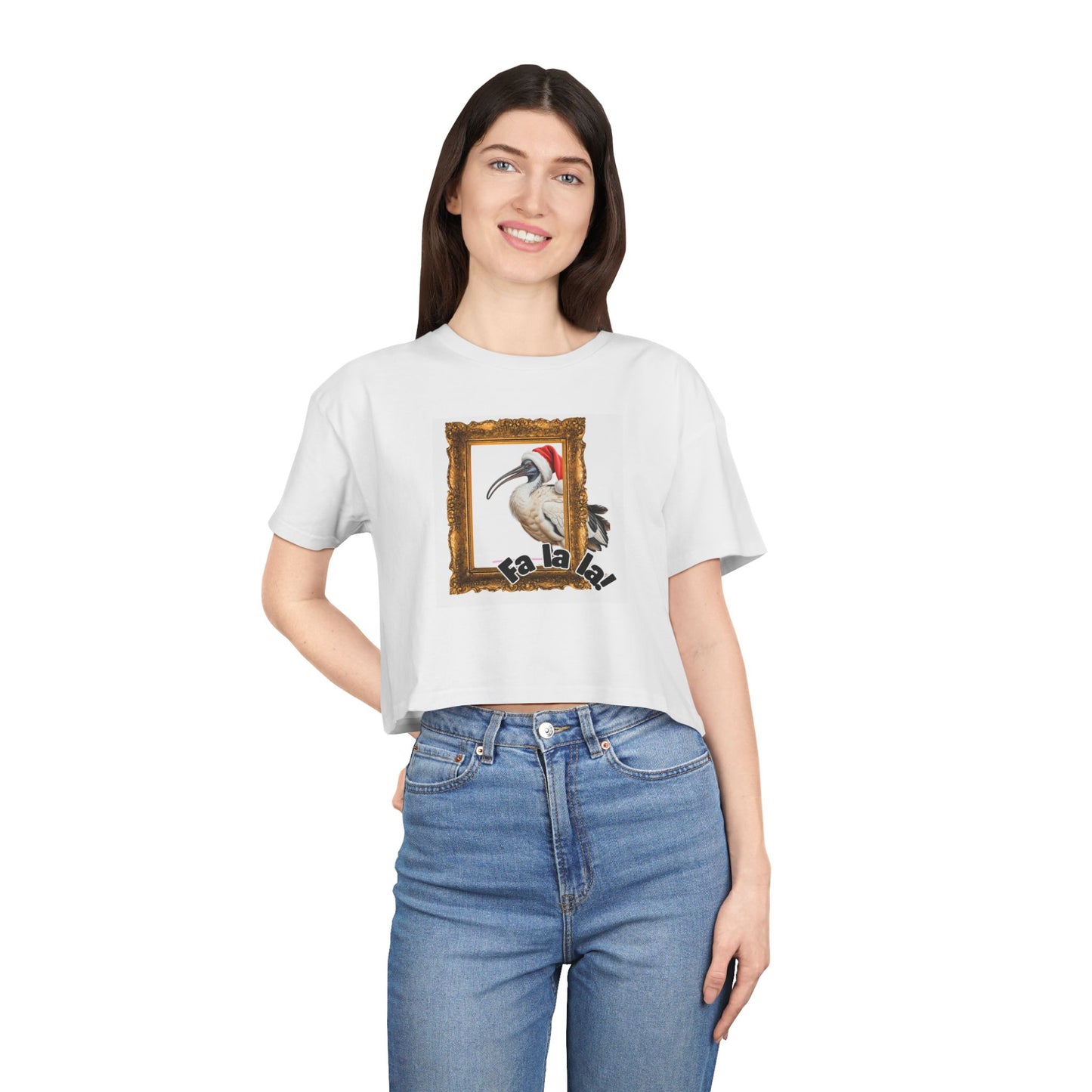 Crop Tee — Vintage Frame Ibis “Fa La La!” Graphic
