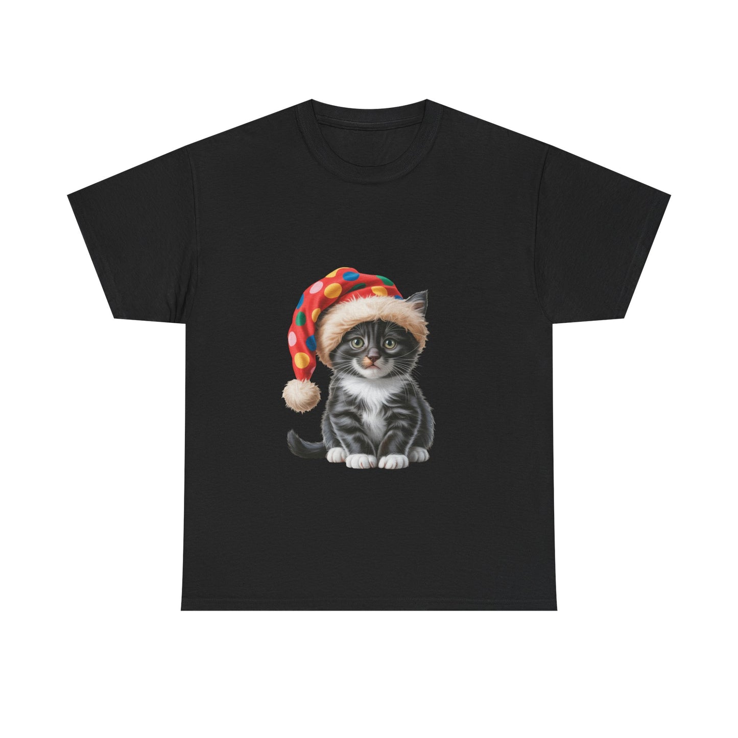 Kitten in Santa Hat T-Shirt - Cute Christmas Cat Holiday Tee