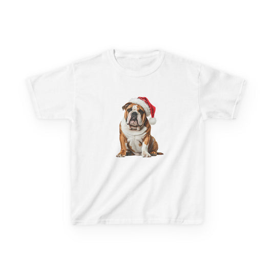 Kids British Bulldog Christmas Dog T-Shirt, Festive British Bulldog Kids Christmas Tee, Cute Pet Lover Shirt, Holiday Apparel, Great Gift for Dog Owners