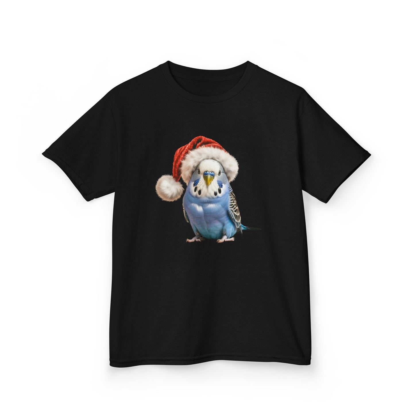 Kids Blue Budgie Christmas T-Shirt, Festive Budgie Kids Christmas Tee, Cute Pet Lover Shirt, Holiday Apparel, Great Gift for Pet Owners