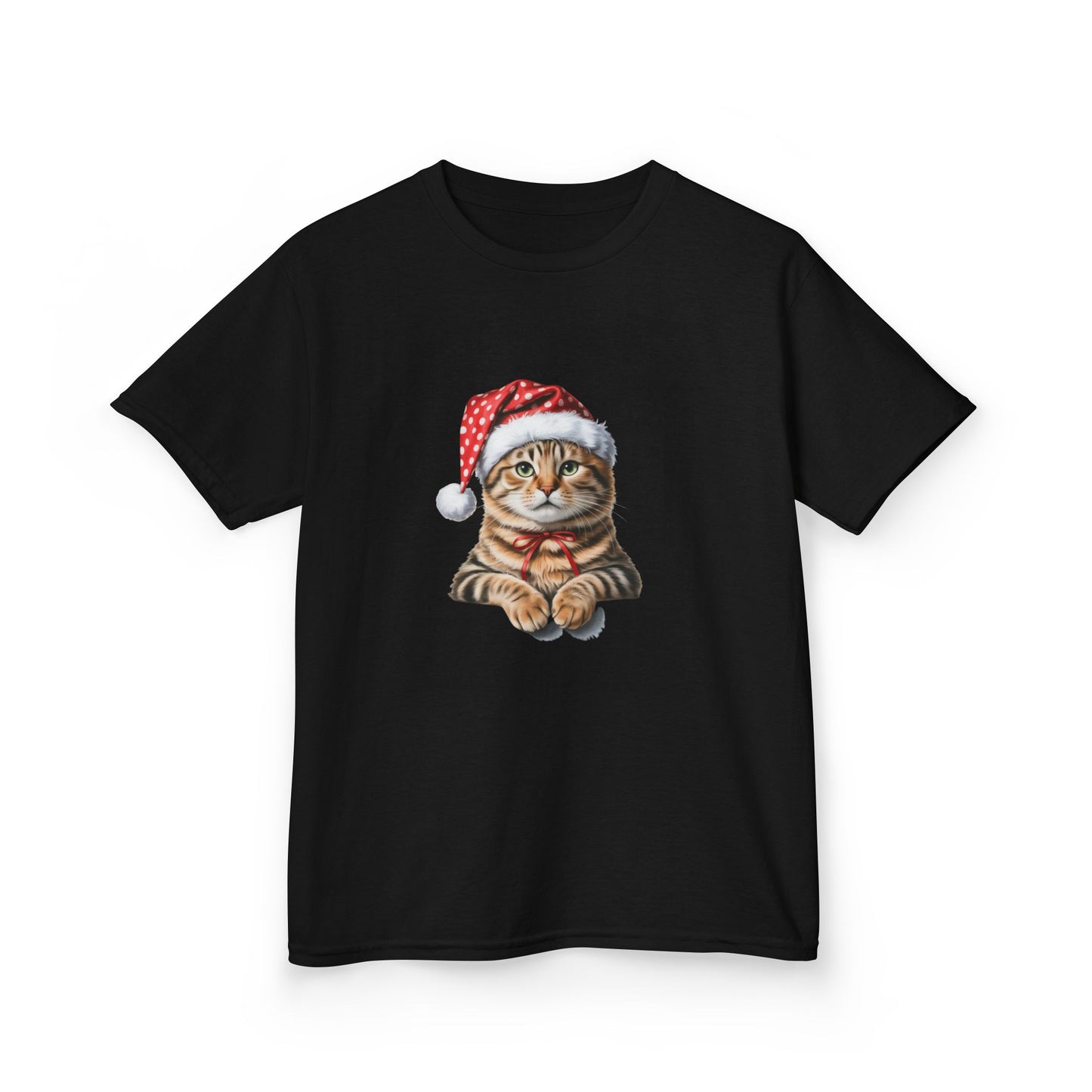 Kids Christmas Cat T-Shirt, Festive Cat Kids Christmas Tee, Cute Pet Lover Shirt, Holiday Apparel, Great Gift for Cat Owners