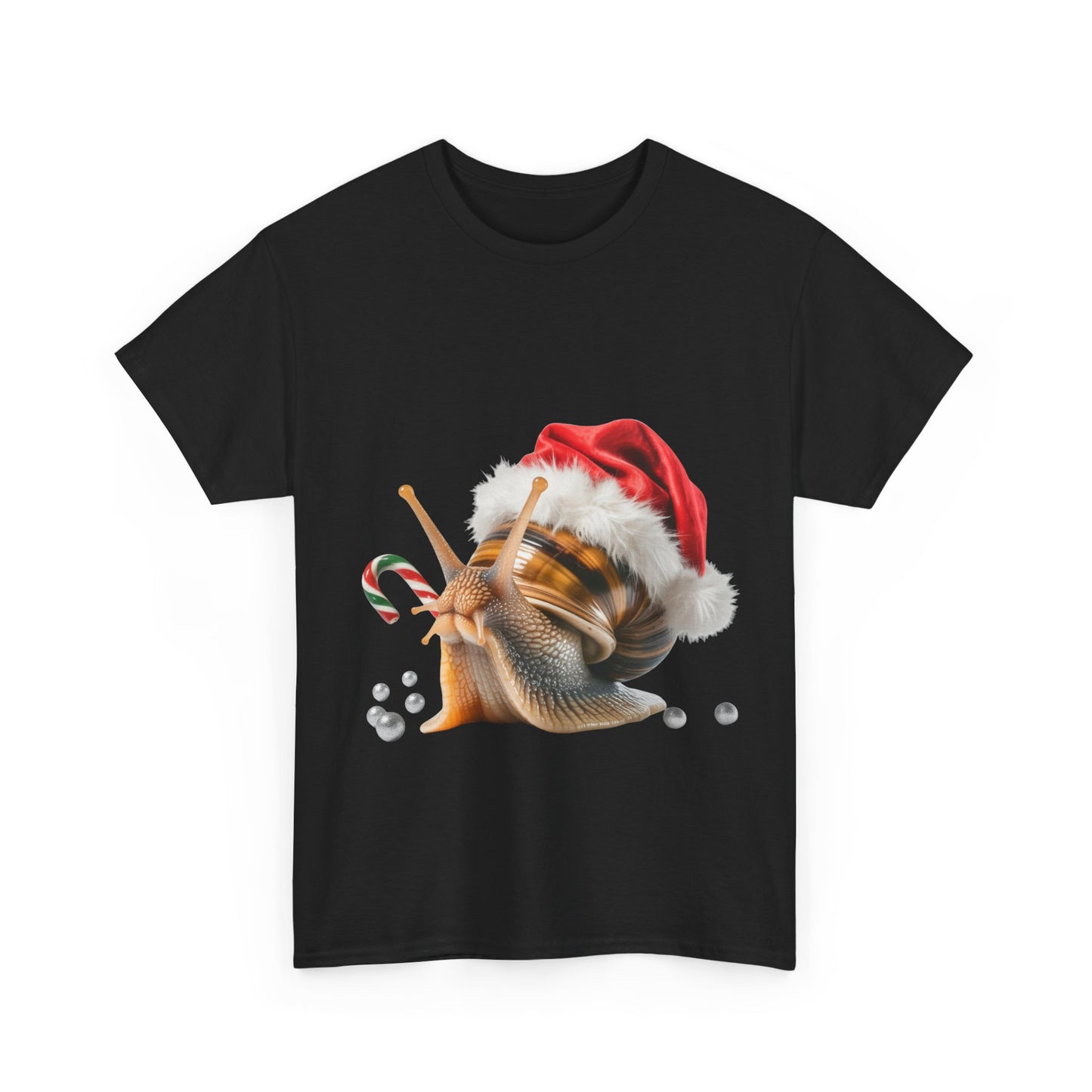 Christmas Snail T-Shirt — Cute Santa Hat Snail with Candy Cane Holiday Tee