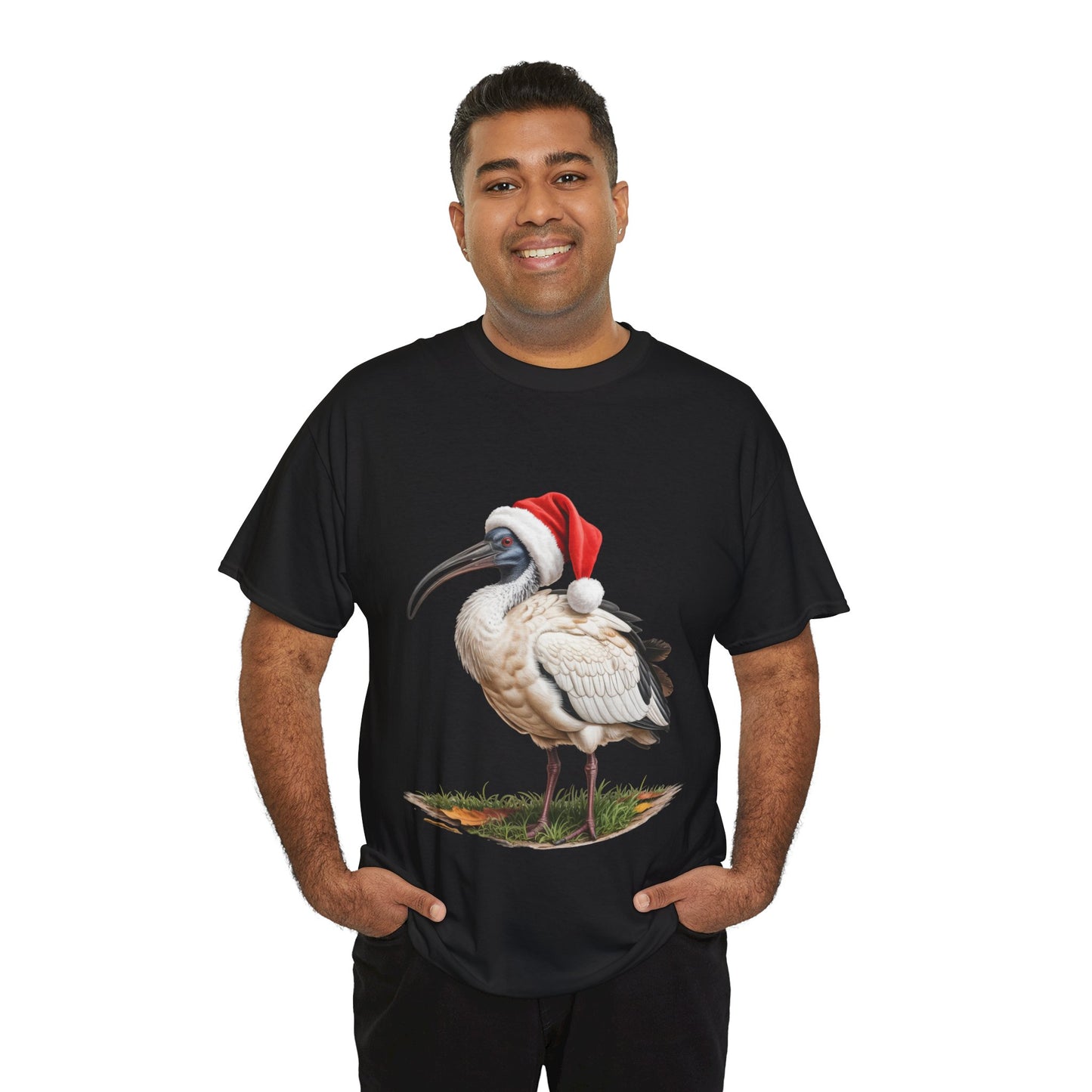 Christmas Australian White Ibis T-Shirt – Holiday Bird Lover Tee, Festive Wetland Bird Shirt, Cute Ibis Xmas Gift, Nature Lover Apparel, Holiday Feathered Friend Shirt for Ibis Lovers