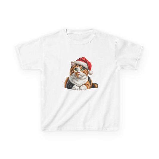 Kids Calico Cat Christmas cat T-Shirt, Festive Calico Cat Kids Christmas Tee, Cute Pet Lover Shirt, Holiday Apparel, Great Gift for cat Owners