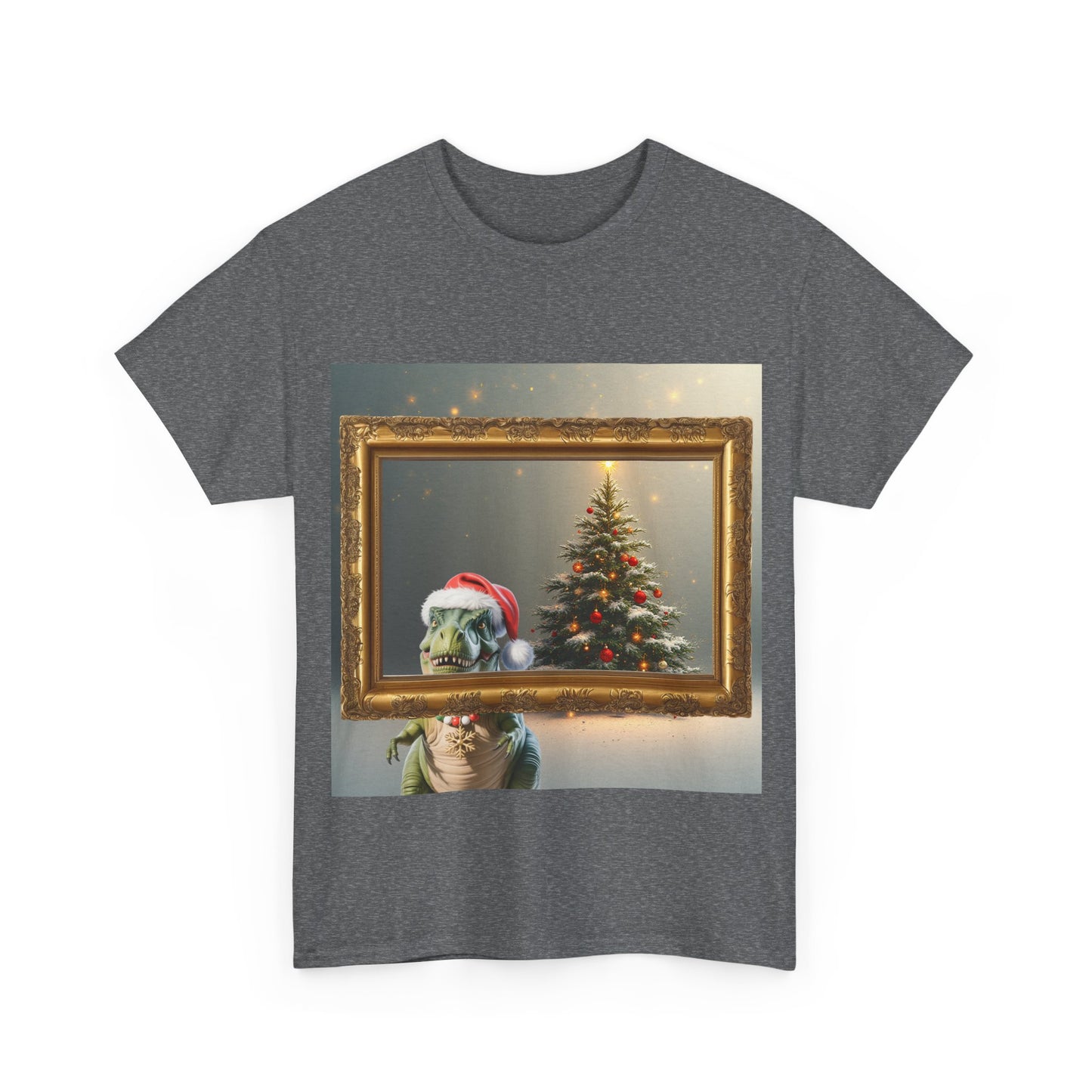 Christmas Dinosaur Portrait Tee — Santa Hat Dinosaur Christmas tree with Festive Tree