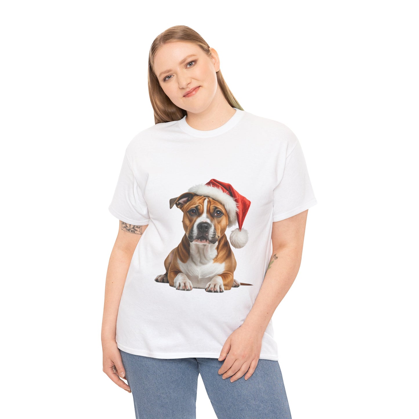Merry Staffy-mas T-Shirt, Festive Staffy Dog Christmas Tee, Cute Pet Lover Shirt, Holiday Apparel, Great Gift for Dog Owners