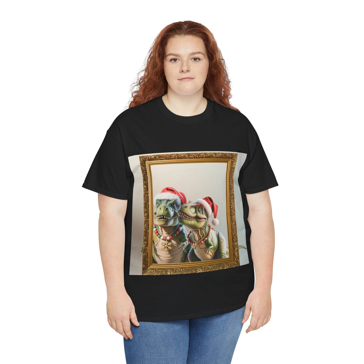 Christmas Mr & Mrs T-Rex T-Shirt — Festive T-Rex in Santa Hat with Presents