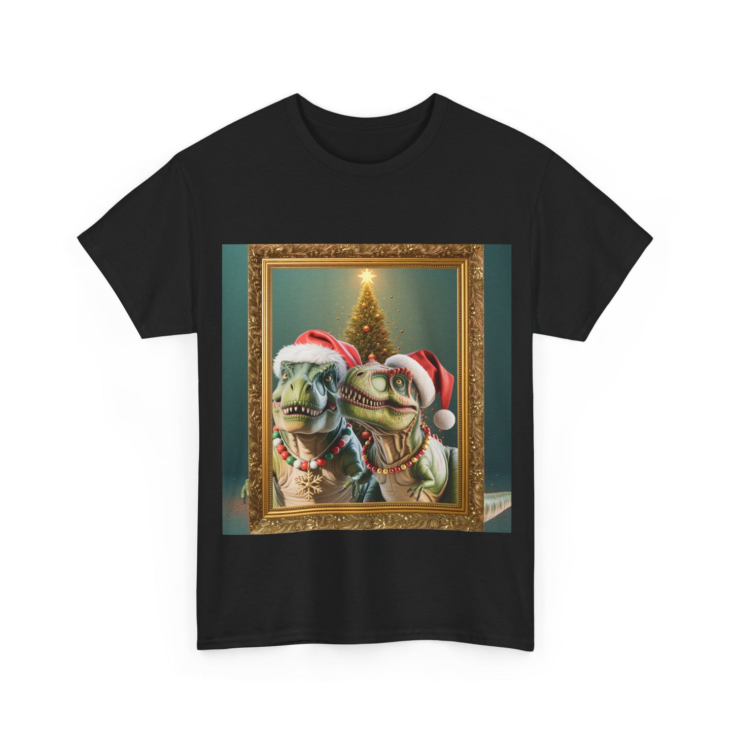 T-Rex Holiday Portrait Tee – Funny Christmas Dinosaur Shirt