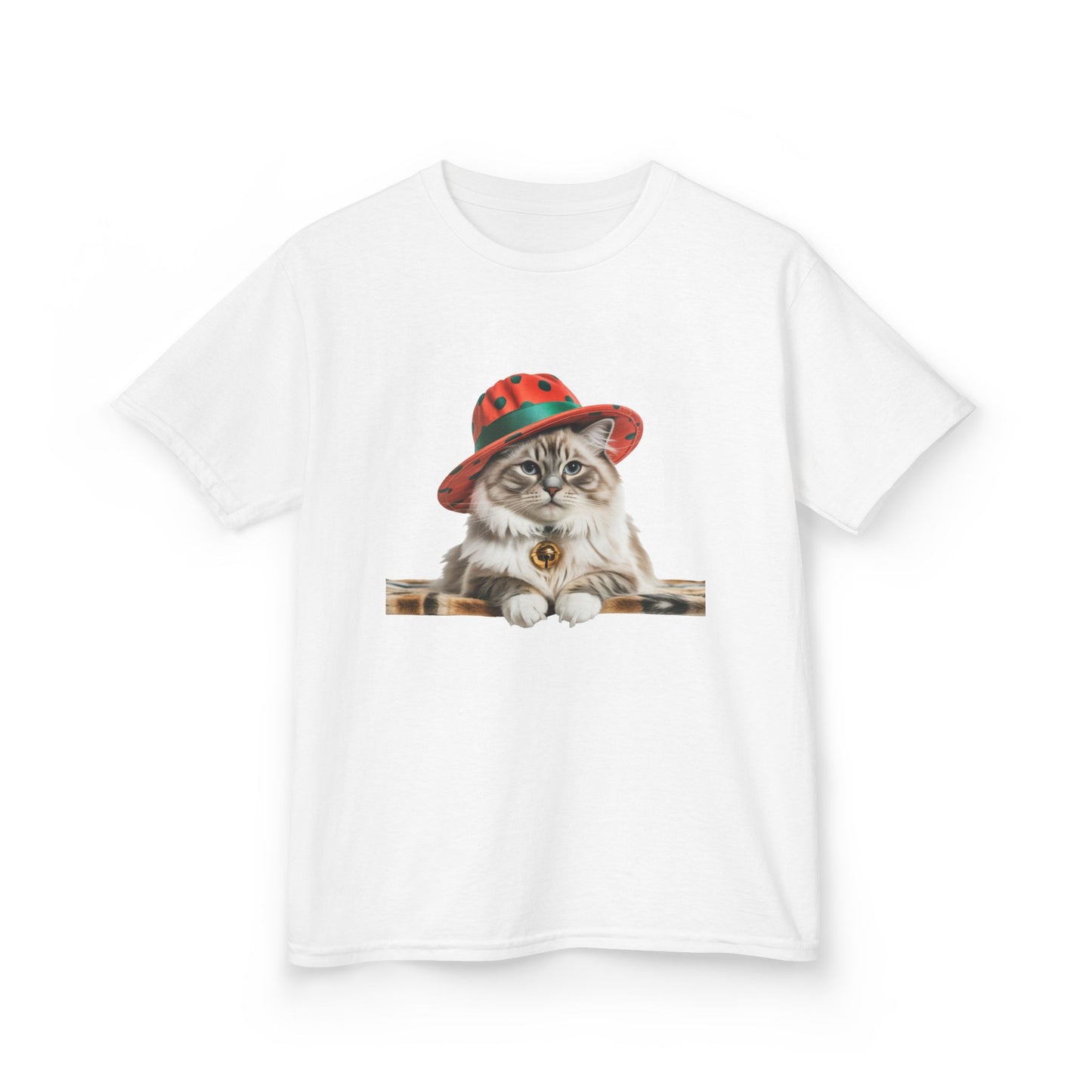 Kids Christmas Cat T-Shirt, Festive Cat Kids Christmas Tee, Cute Pet Lover Shirt, Holiday Apparel, Great Gift for Cat Owners