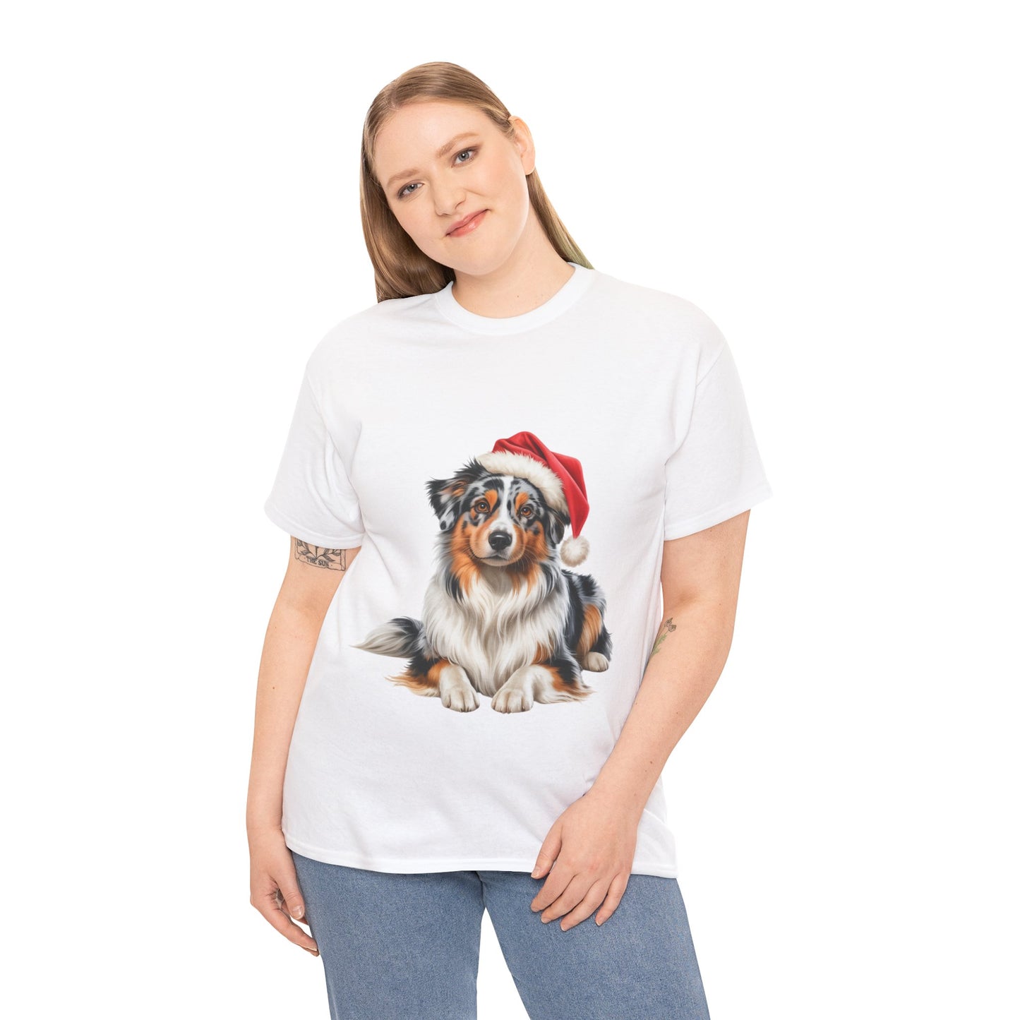 Santa's little Aussie Shepherd T-Shirt, Festive Aussie Shepherd Dog Christmas Tee, Cute Pet Lover Shirt, Holiday Apparel, Great Gift for Dog Owners, Preppy Style Top