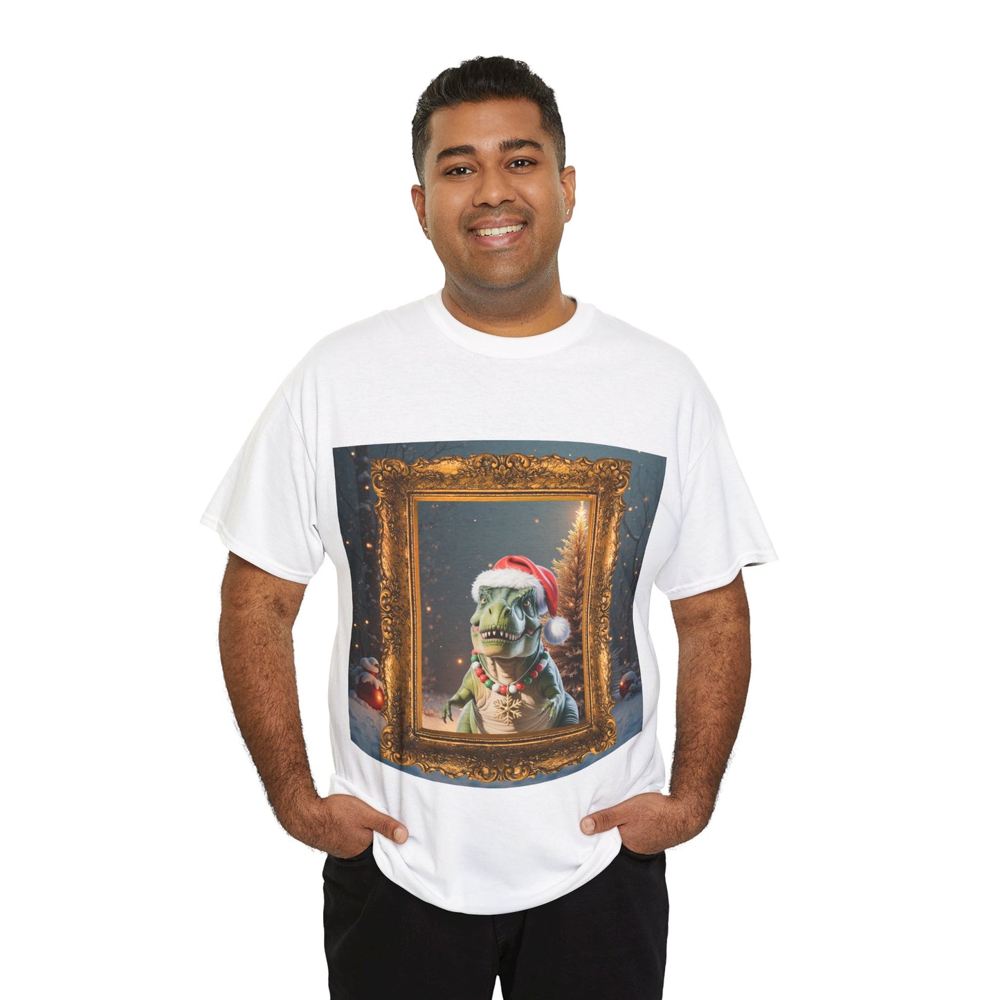 Christmas Dino Tee — Festive T-Rex in Santa Hat Graphic Shirt