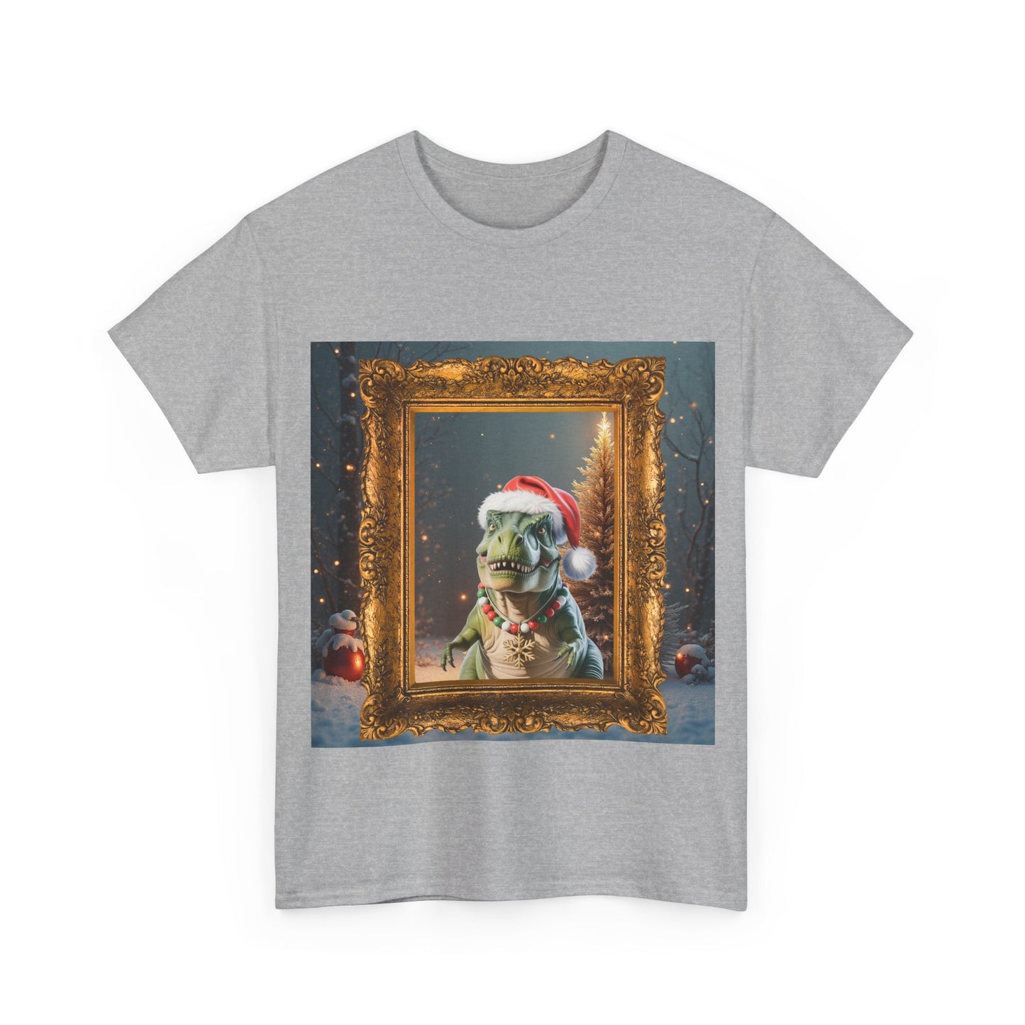Christmas Dino Tee — Festive T-Rex in Santa Hat Graphic Shirt