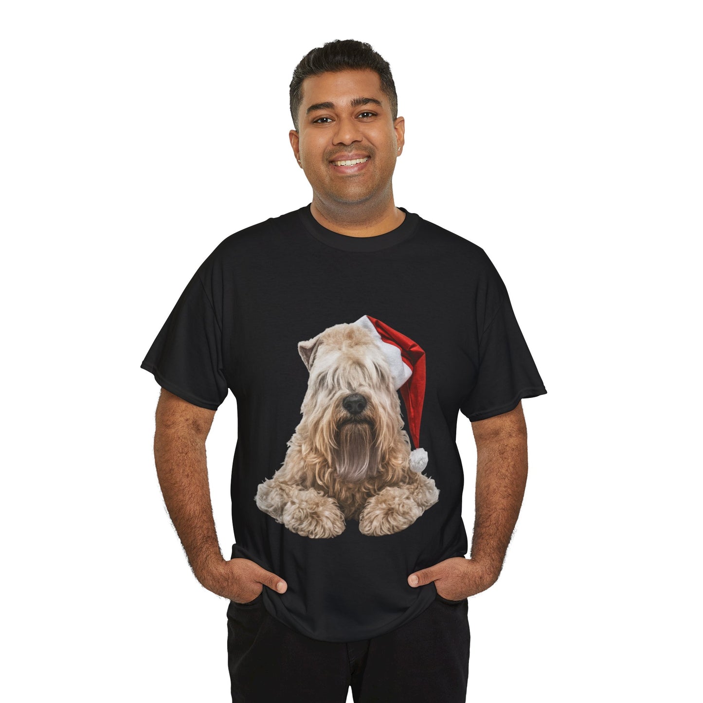 Wheaten Terrier Christmas Tee - Dog in Santa Hat Holiday T-Shirt